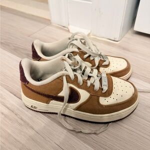Nike Air force ones/ Brown and Cream Sneakers